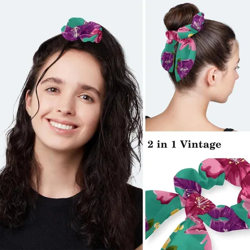 Vista 5 de Gorra de trabajo ajustable con diseño de grúa de flor negra con botones, sombrero exfoliante con lazo para el cabello
