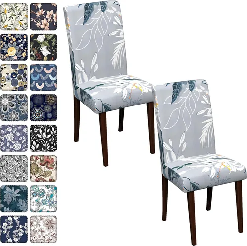 Vista 99 de Fundas para sillas de comedor CoSofSLIP, juego de 2, fundas estampadas elásticas antideslizantes, fundas extraíbles y lavables para sillas