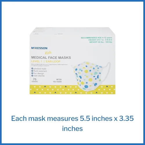 Vista 4 de McKesson Pediatric Procedure Mask Child Size Pleated 16-1000