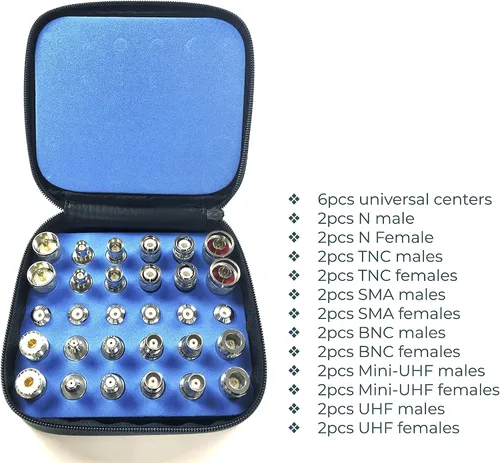 Vista 2 de Kit adaptador universal coaxial RF N TNC SMA BNC UHF Mini-UHF (kit solamente (sin cable))