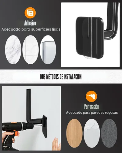 Vista 3 de Estante para sombreros para almacenamiento de sombreros (paquete de 4), organizador de sombreros multiusos, ganchos de pared de adhesivo fuerte
