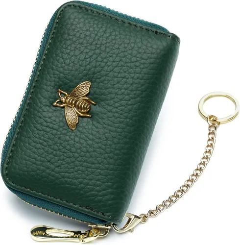 Vista 9 de imeetu Soporte para tarjetas de crédito RFID, cartera pequeña de cuero con cremallera para mujer