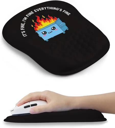 Vista 13 de Alfombrilla de mouse ergonómica con bonito diseño de gato negro, para aliviar el dolor del túnel carpiano, área de mouse 65% utilizable