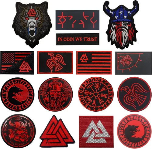 Vista 4 de 2 parches bordados de bandera vikinga de AliPlus con gancho y bucle