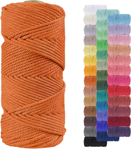 Vista 11 de Cordón de macramé de 0.079 pulgadas, cuerda de algodón natural de 109 yardas, hilo de cuerda de macramé para manualidades, ganchos de pared