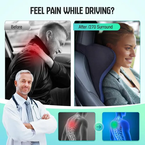 Vista 33 de Almohada para el Cuello del Asiento de Coche para Conducir, Almohada de Reposacabezas de Espuma Viscoelástica Suave con Correa Ajustable y Funda