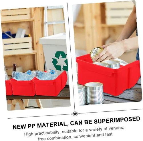 Vista 3 de DOITOOL Cajas de cajas de plástico con tapas, cubos de almacenamiento pequeños, cubos de almacenamiento apilables montados en la pared rojos