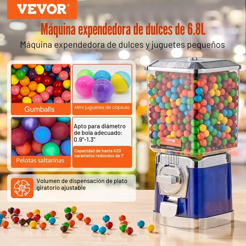 Vista 2 de VEVOR Máquina expendedora, banco de chicles clásico, máquina de chicles y caramelos de gran capacidad de carga, minimáquinas expendedoras, máquina