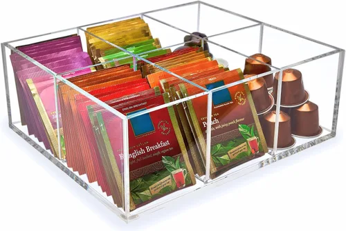 Vista 10 de Organizador de bolsas de té de acrílico resistente, caja de Tipo B (8 compartimentos)