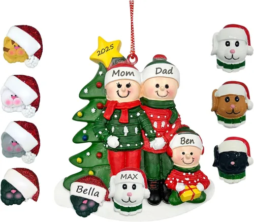 Vista 10 de Adorno de Pareja con Mascotas Perros Gatos - Adorno de Navidad de Pareja con Mascota Perro Gato, Adorno de Navidad de Pareja Adicional con Mascota