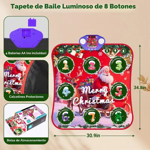 Vista 2 de Electronic Dance Mats with LED Light & Wireless Bluetooth for Girls 4-8