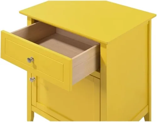 Vista 4 de Glory Furniture Izzy Mesita de noche de madera maciza con 1 cajón/1 puerta, color amarillo
