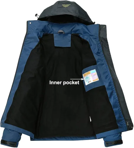 Vista 4 de JOGERBRO Chaqueta impermeable para hombre, con capucha, senderismo, pesca, resistente al viento
