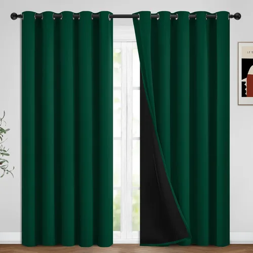 Vista 41 de Yakamok Cortinas negras, cortinas de ventana con aislamiento térmico y eficiencia energética para dormitorio, cortinas opacas completas y cortinas