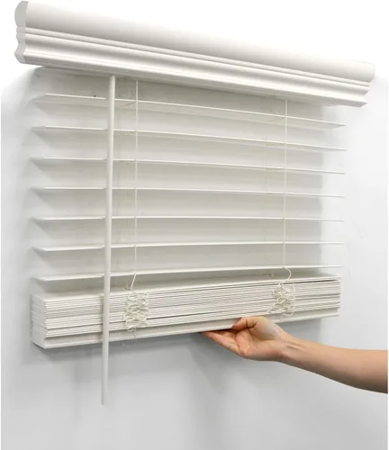 Vista 3 de METRO GALAXY Persianas horizontales venecianas de madera sintética de 2 pulgadas, persianas de ventana inalámbricas de montaje interior parcial, 18