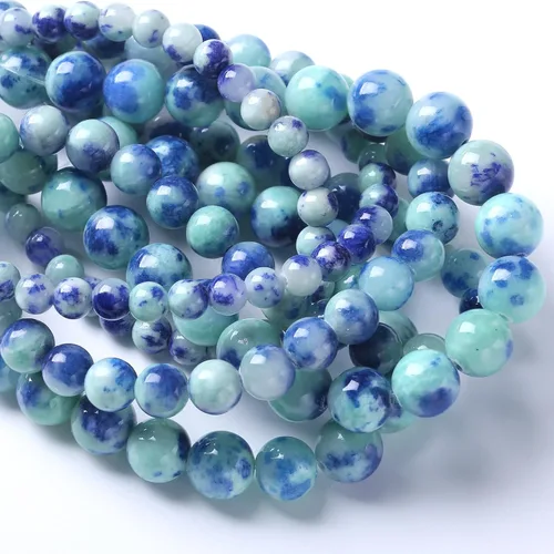 Vista 30 de 36 piezas de cuentas sueltas de espacio de jade de epidoto verde y rojo natural de 10 mm, cuentas redondas para hacer joyas DIY, collares, pulseras