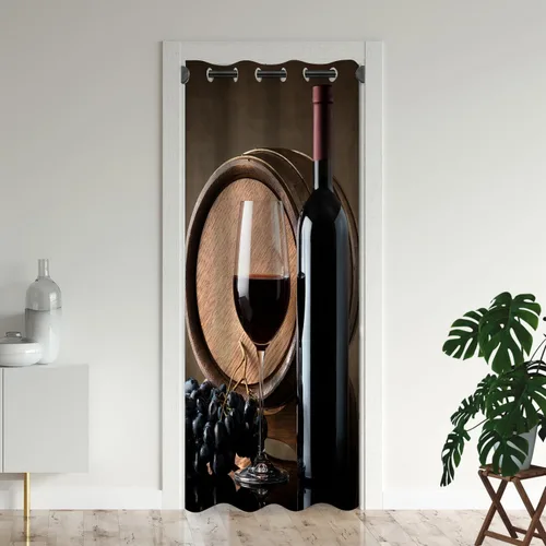 Vista 10 de Cortinas opacas románticas rústicas para puerta de vino de uva de granja para puertas de entrada, cortina opaca romántica para armario de dormitorio