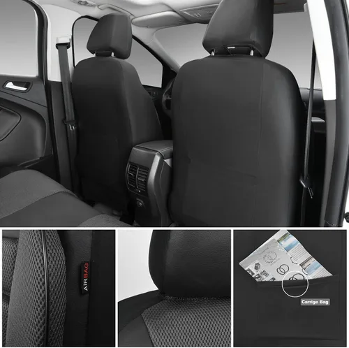 Vista 3 de CAR PASS Juego completo de fundas de asiento de automóvil de cuero con soporte lumbar de espuma 3D, fundas de asiento automotrices de malla de aire