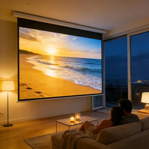 Vista 2 de YODOLLA Pantalla de Proyector Motorizada de 72", 16:9, 4K HD Desplegable Retráctil, Pantallas de Proyección Eléctricas Automáticas de Pared y Techo