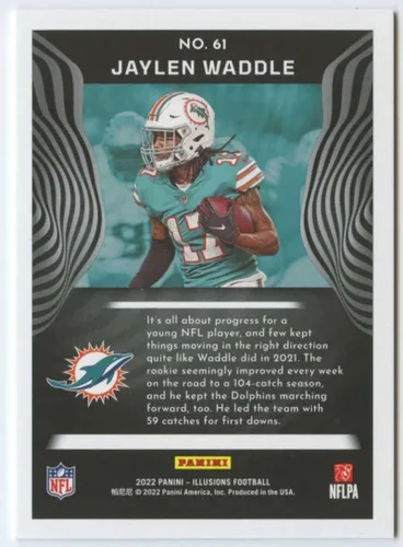 Vista 2 de Panini Illusions #61 Jaylen Waddle Miami Dolphins NFL 2022 - Trading Card