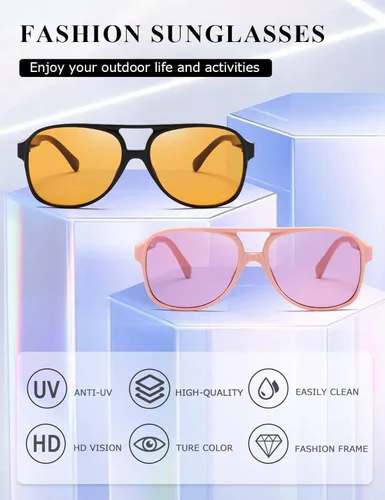 Vista 6 de TIANYESY Gafas de sol clásicas vintage estilo aviador para mujeres y hombres, montura grande retro de los años 70