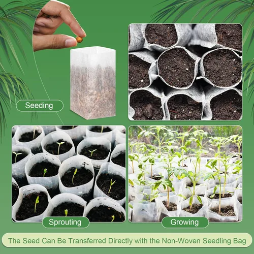Vista 11 de 1000 bolsas de cultivo no tejidas para plantas de semillero, 5.9 x