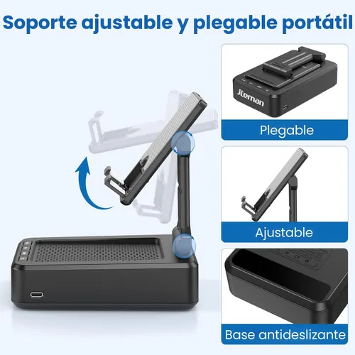 Vista 6 de JTEMAN Soporte para teléfono celular con altavoz Bluetooth, regalos