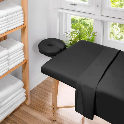 Vista 5 de Saloniture Paquete de 4 fundas de microfibra de alta calidad, ultra suaves, ajustadas, para mesa de masaje, color negro