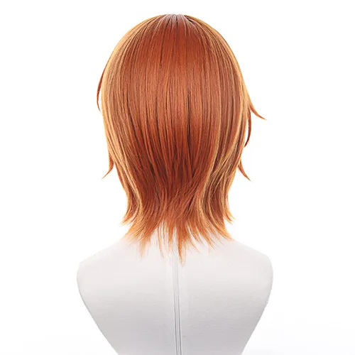 Vista 4 de XiongXiongLe Peluca de anime de Halloween, cosplay, anime, naranja, corto, para hombre, pelucas de repuesto para adultos, fiestas, juegos de rol
