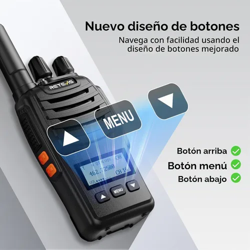 Vista 3 de Retevis Walkie Talkies de largo alcance H777D con pantalla LCD, radio FRS