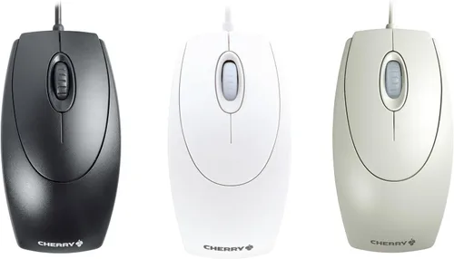 Vista 4 de CHERRY WheelMouse, mouse con cable, estilo retro, diseño simétrico para usuarios diestros y zurdos, sensor óptico, USB-A (adaptador PS/2 incluido)