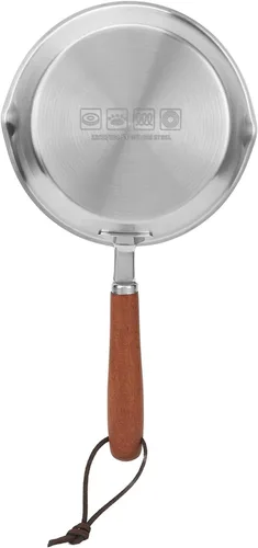 Vista 6 de Asixxsix Sartén de acero inoxidable, sartén antiadherente para huevos con mango de madera, sartén de cocina adecuada para todas las estufas