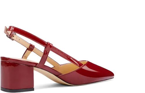 Vista 3 de Tanaoen - Zapatos de tacón bajo de charol grueso de 1.5 pulgadas con correa al tobillo y puntera puntiaguda, zapatos de vestir para negocios