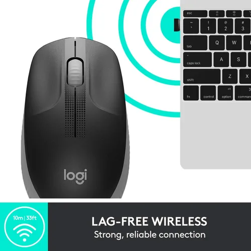 Vista 3 de Logitech Mouse inalámbrico M190 - Diseño de curva ambidiestro de tamaño completo, batería de 18 meses con modo de ahorro de energía, control preciso