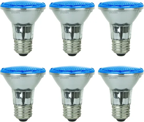 Vista 4 de Sunlite - Bombilla LED azul PAR38 reflectora, 6 vatios, 120-220 voltios, base media, vida útil de la lámpara de 30,000 horas, 90 lúmenes, ángulo