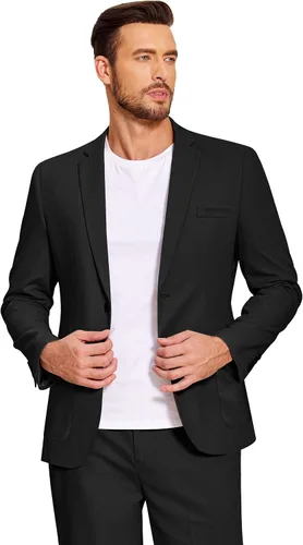 Vista 2 de COOFANDY Blazer casual de lino para hombre, ligero, ajuste regular, chaqueta deportiva con un botón