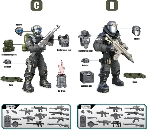 Vista 5 de MEIEST SWAT - Juego de 8 figuras de acción de policía urbana con múltiples accesorios de armas militares, juego de recuerdos de fiesta