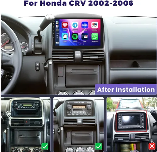 Vista 2 de Radio de coche para Honda CRV 2002-2006: [2G+64G] Estéreo de coche de 9 pulgadas con Carplay inalámbrico Android Auto, pantalla táctil Bluetooth