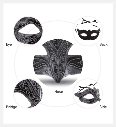 Vista 4 de Steampunk - Máscara veneciana metálica para mascarada