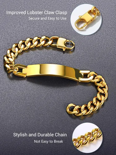 Vista 4 de PROSTEEL Pulsera personalizada para hombres y mujeres, con fecha de nombre, con grabado inicial y cita de inicial, pulseras de identificación