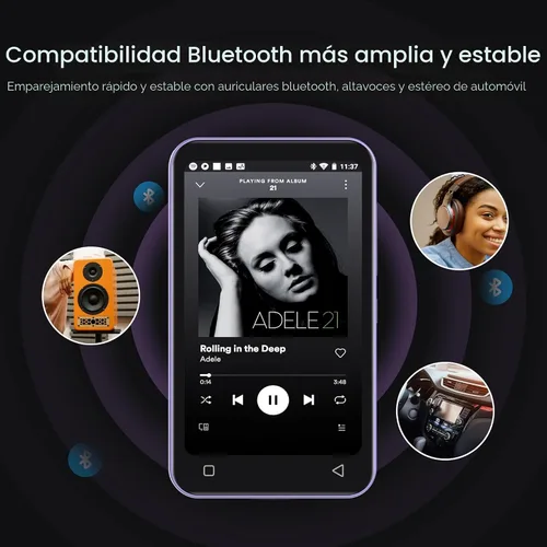 Vista 5 de TIMMKOO Reproductor MP3 para niños de 80 GB con Bluetooth, controles parentales, Spotify preinstalado, Spotify Kids, audible, reproductor de música