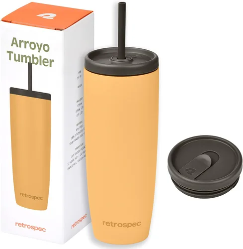 Vista 16 de Retrospec Arroyo - Vaso térmico de acero inoxidable con tapa y pajita, reutilizable, aislado y reutilizable, taza de viaje para café helado, vasos