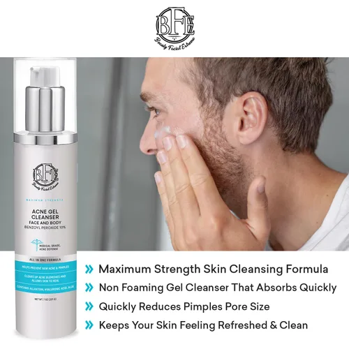 Vista 4 de Tratamiento de lavado facial para acné con peróxido de benzoilo – Combate las imperfecciones del acné al contacto para brotes quísticos, piel grasa