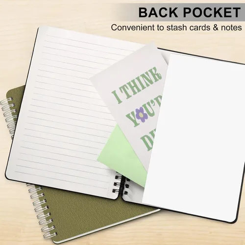 Vista 5 de Cuaderno de diario forrado en espiral, cuaderno A4 de cuero de tapa dura para el trabajo, 8.5 x 11 pulgadas, cuadernos de papel grueso de 100 GSM