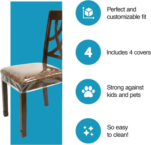 Vista 3 de Houseables Fundas de plástico para sillas, fundas de asiento de plástico para sillas de comedor, protectores de asiento, vinilo, impermeable