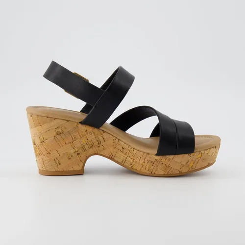 Vista 4 de CUSHIONAIRE Sandalia Russ de cuña de corcho para mujer + espuma viscoelástica, anchos disponibles
