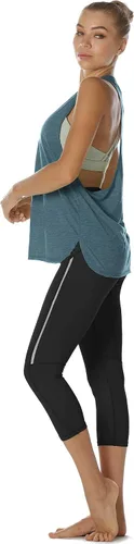 Vista 4 de icyzone - Camiseta deportiva sin mangas para mujer, con cuello alto y espalda cruzada, ideal para entrenamiento y yoga (paquete de 3)