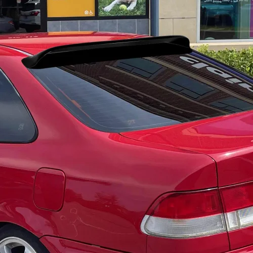 Vista 5 de Alerón de techo de ventana trasera de plástico ABS negro compatible con Honda Civic 2DR Coupe 1996-2000, 1997 1998 1999