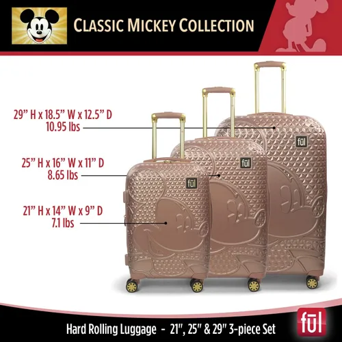 Vista 4 de FUL Disney Mickey Mouse - Maleta rígida con ruedas giratorias Oro Rosa Disney Mickey Mouse - Maleta rígida con ruedas giratorias