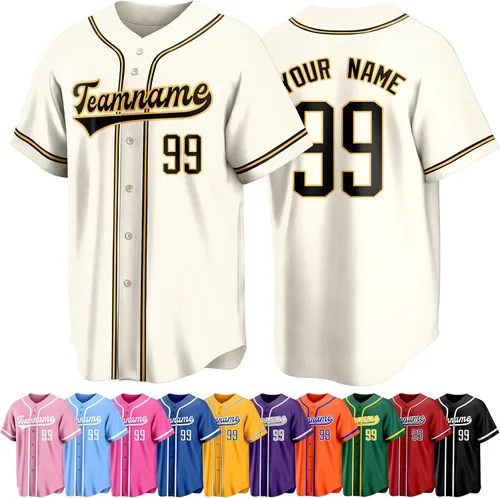Vista 9 de Custom Baseball Jersey Personalized Short Sleeve Team Sport Uniform Baseball Shirt for Men Women Youth Boy